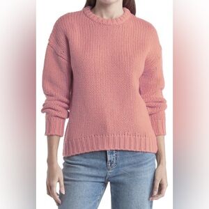 The Cashmere Project Drop Shoulder Chunky Knit Sweater in Pink